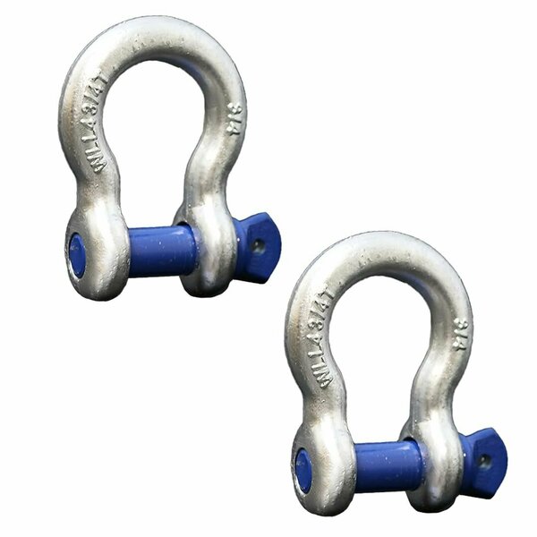 Boxer Tools Forged Anchor Shackle 3/4-in. Heavy Duty Forged Steel - Load Capacity up to 4.75 Ton, 2PK FH409-34-2